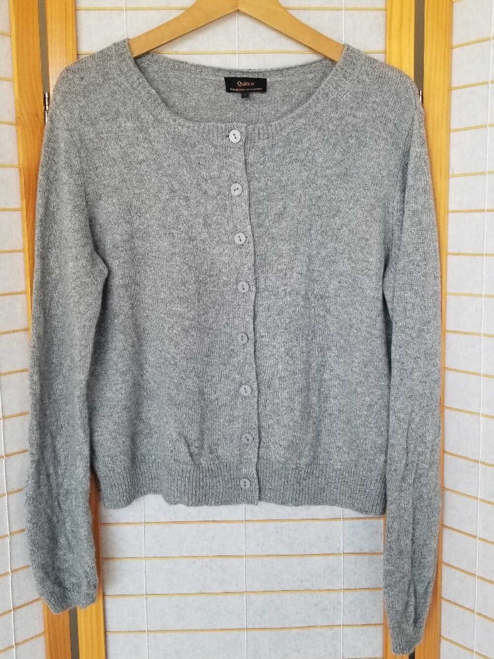Quince 100% Mongolian Cashmere Gray Cardigan Sweater Size Large